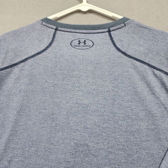 Under Armour Polo Shirt Mens Blue 2XL HeatGear Fitted Short Sleeve Pullover Long - Picture 13 of 16